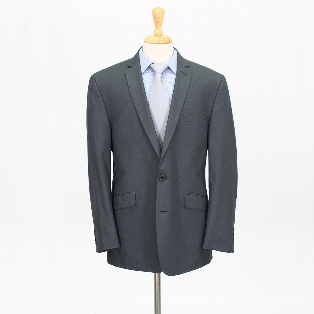 Kenneth Cole 42R Gray Solid 2-Button Sport Coat Blazer Jacket P396